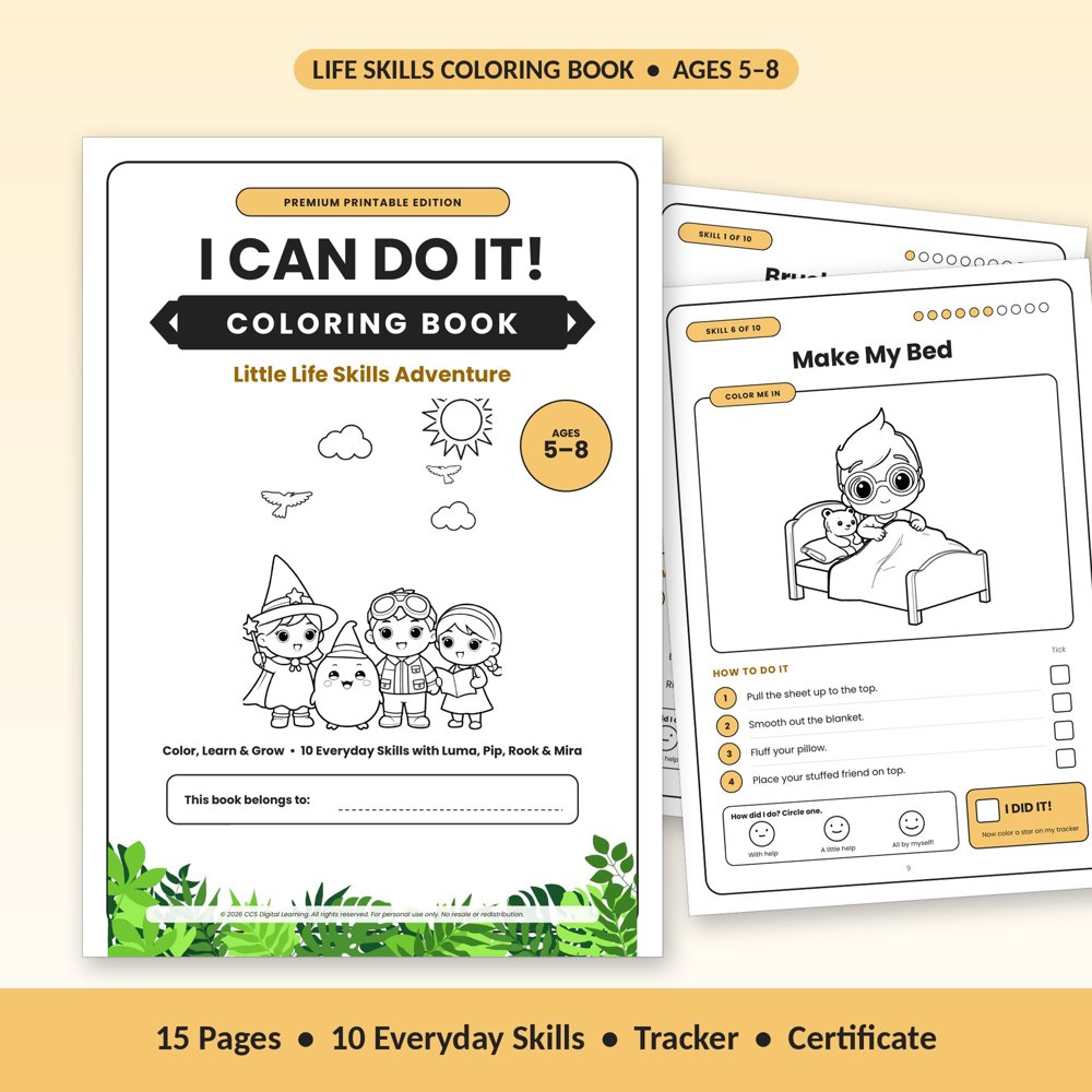 I Can Do It! Little Life Skills Adventure printable colouring book cover