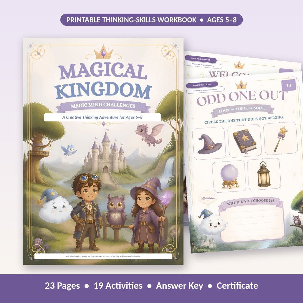 Magical Kingdom: Magic Mind Challenges printable workbook cover